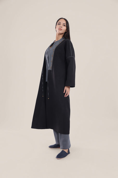 Embroidered Wool long Coat
